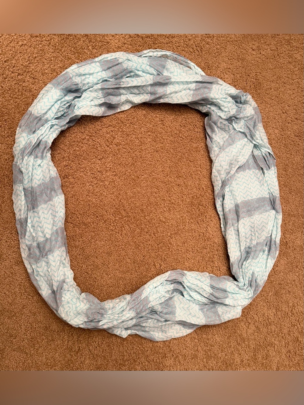 Xhilaration Light Blue and Gray Chevron Infinity Scarf - lightweight polyester